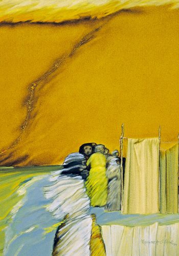 1984, Wartende, Öl auf Leinwand, 70x60 cm