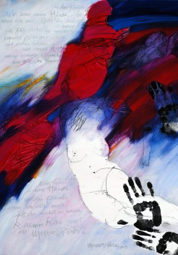 2013_Was irren meine Hände in den Pinseln_Ne Dolanır Ellerim Fırçalar Arasında Şaşkın_Rilke ve Ben_Kontraplak yağlıboya_90x70 cm